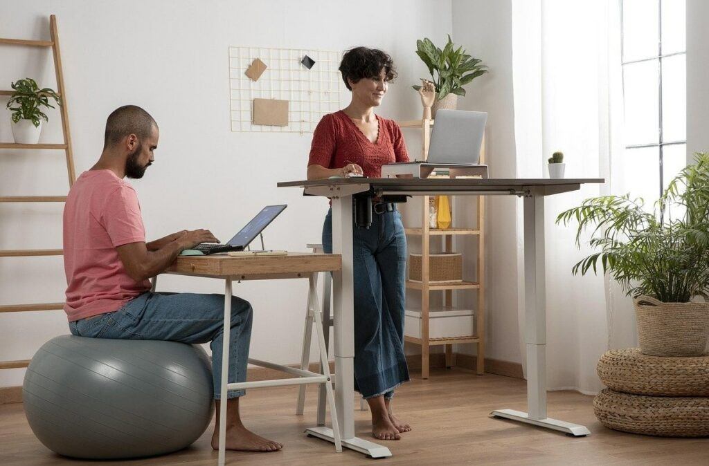Woman working at standing desk